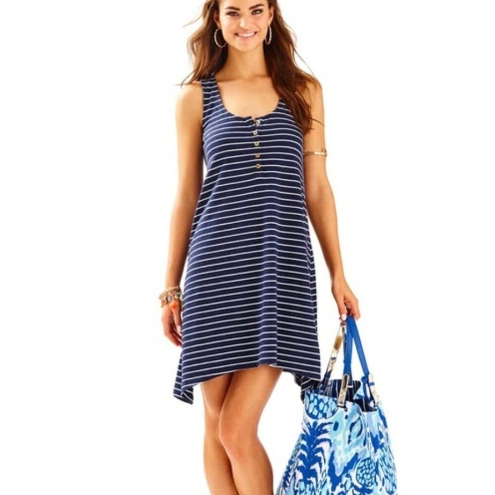 Lilly Pulitzer XL Jennalyn Striped Scoopneck Mini Swing Dress